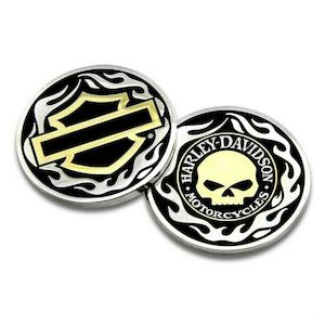 Harley Magnets And Collectors Coins: sa8005092 HARLEY Golden Skull / Bar & Shield Challenge Coin 1.75 inch sa8005092