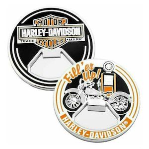 Harley Magnets And Collectors Coins: sa8009830 HARLEY Fill er Up Bar & Shield Metal Challenge Coin Bottle Opener 2in sa8009830