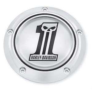 H D Derby Covers: 25331-10 Harley Number One Skull Derby Cover 25331-10