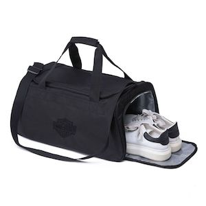 Harley Bags 1: ath90331-blk Harley Harley-Davidson Crinkle Bar & Shield Nylon Duffel Bag w/Side Shoe Pocket - Black ath90331-blk