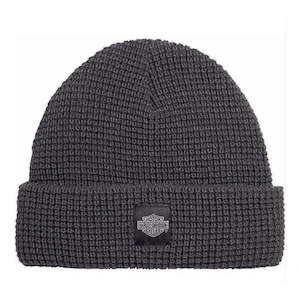 Mens Accessories: Harley 97684-23VM MEN`S HARLEY FOREVER WAFFLE BEANIE - BLACKENED PEARL