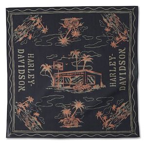 Mens Accessories: Harley 97806-23VM ALOHA BANDANA - BLACK BEAUTY