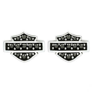 Harley Davidson Jewellery 2: hde0281 Harley-Davidson® Women`s Petite Black Bling Bar and ; Shield Post Earrings HDE0281