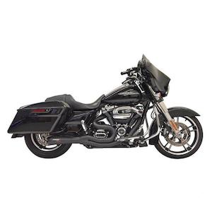 Aftermarket Milwaukee 8 Softail Family: BASSANI MID LENGTH 2 INTO 1 EXHAUST SYSTEM IN BLACK WITH MEGAPHONE MUFFLER FOR HARLEY DAVIDSON 2017-2024 TOURING MODELS (1F72B)