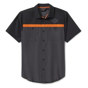 Mens Harley Leisure Wear: Harley SHIRT-WOVENGREYBLACK COLORBL 96736-25VM