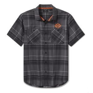 Mens Harley Leisure Wear: Harley SHIRT-WOVENGREYBLACK PLAID 96735-25VM