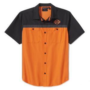 Mens Harley Leisure Wear: Harley SHIRT-WOVENORANGEBLACK COLOR 96737-25VM