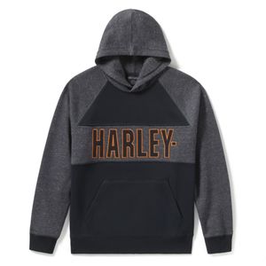 Mens Harley Leisure Wear: Harley 96714-25VM MEN'S BAR FONT COLORBLOCK PULLOVER HOODIE