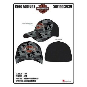 s728-0929-4 Harley KIDS TOD BOY CAMO CAP GREY Fits 4-14yr s728-0929-4 s728-0929-4