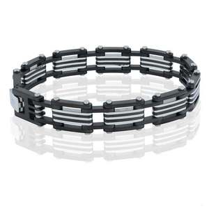 shb0063-8 Harley BRACELET STEEL BIKE CHAIN W BLACK ACCENTS shb0063-8 shb0063-8