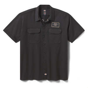 Mens Harley Leisure Wear: Harley 96087-26VM MEN'S DICKIES X H-D BUILT TO OUTLAST WORK SHIRT - BLACK