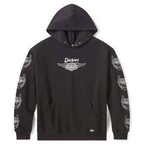 Harley 96090-26VX DICKIES X H-D WINGED HORSESHOE OVERSIZED PULLOVER HOODIE - BLACK