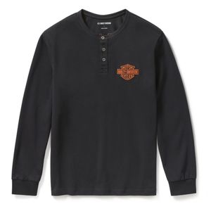 Mens Harley Leisure Wear: Harley HENLEY-KNITBLACK 96798-25VM