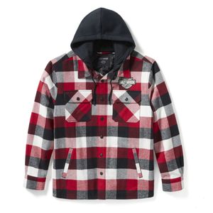 Mens Harley Leisure Wear: Harley SHIRT JACKET-WOVENREDBLACK P 96807-25VM