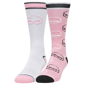 d3448-100l Harley SOCK 2 PK WILLIE G CREW BLK/PINK LRG d3448-100l d3448-100l