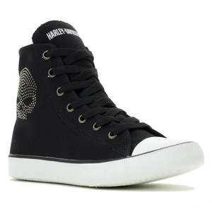Harley wo-d84854 Harley SHOE HIGHTOP FLORA 4.25`` W/BLING SKULL BLK wo-d84854