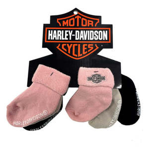 s700-9319 Harley KIDS INF GIRL 3 PK SOCKS PINK BLK WHT Fits 6-12mth s700-9319 s700-9319