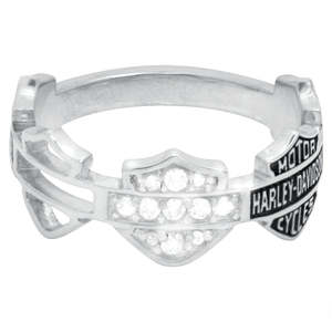 Harley Davidson Jewellery 2: hdr0227 Harley-Davidson® Women`s Ring , Multi Bar and ; Shield Logo Band , Silver HDR0227