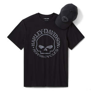 Harley 96285-26VM MENS WILLIE G SKULL HAT &AMP; TEE GIFT SET