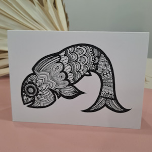 Lizzy McNaught Art - Black & White Fish- Greeting Card