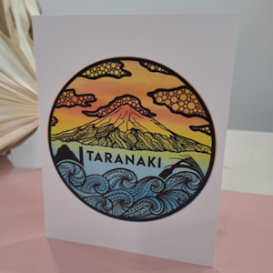 Gifts: Lizzy McNaught Art - Taranaki Maunga in Colour-  Greeting Card