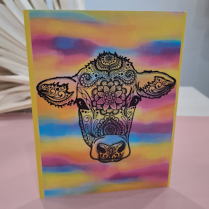 Lizzy McNaught Art - Cow in Colour -  Greeting Card