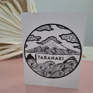 Lizzy McNaught Art - Taranaki Maunga in Black & White- Greeting Card
