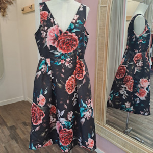 Ted Baker - Floral Puff Pleat Dress - Size 14