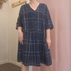 Size 17: Kowtow - Navy Checkered Dress - Size XL