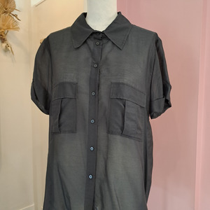 Tops Blousetop Designerblouse Designertshirtswomen: Repertoire - Seville Silk Cotton Shirt - Size 10