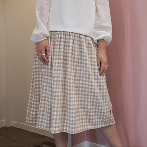 NES - Latte Gingham Smock Skirt - Size M/L
