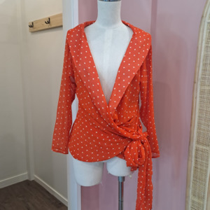 Annah Stretton - Spotty Wrap Top - Size S