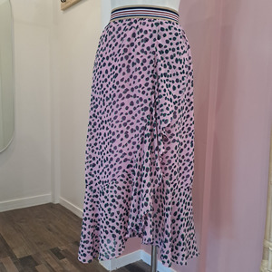 Skirts: Augustine - Pink Leopard Frill Skirt - Size S