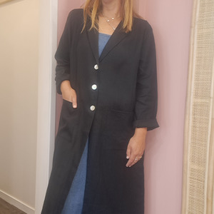 All Clothing: Tirelli - Linen Duster Coat - Size L