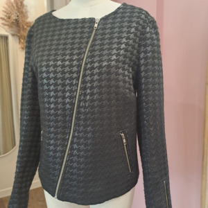 Coats Jackets: Ricochet - Black On Black Houndstooth Jacket - Size 10