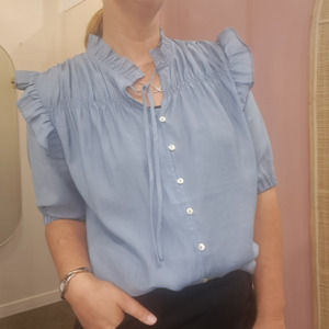 Tops Blousetop Designerblouse Designertshirtswomen: Drama The Label - Powder Blue Top - Size 12