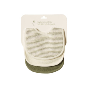 Dribble Bibs 3 Pack | Nettle Pinstripe,Natural, Nettle