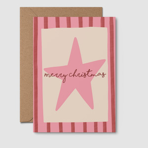 Outlet: Pink Merry Christmas Greeting Card 
