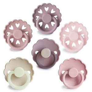 FRIGG 6-Pack Pacifiers - Round Silicone - Blooming Love 0-6 Months