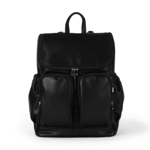 New: Signature Nappy Backpack - Black Dimple Vegan Leather