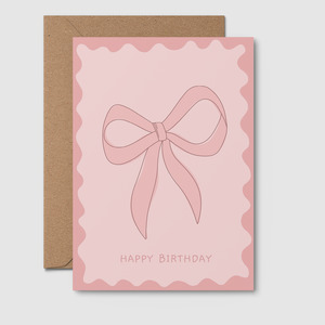 By Rosalie: Bow and Wavy Birthday Card