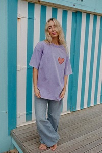 Womens Tops: TYRL Rebel Heart T-Shirt Acid Wash Light Purple