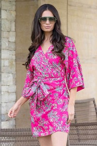 Kimonos: Halle Kimono Paisley Fluro Pink