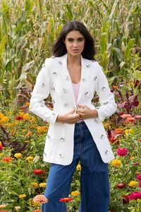 Tara Blazer White Sequin
