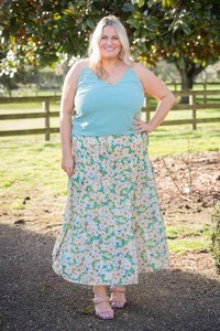 Skirts: Tory Skirt Teal Floral