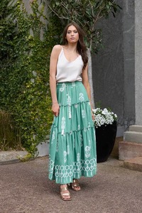 Logan Maxi Skirt Green Print