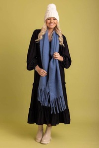 Scarfs: Tassel Scarf Dusty Blue