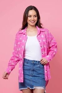 Barbie Embroidered Shirt Pink