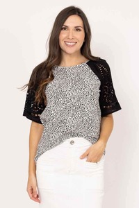 Amari Embroidered T-Shirt White Leopard