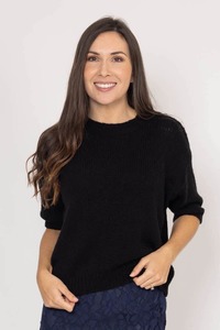 Sale Amaya: Charlee Short Sleeve Knit Jumper Black